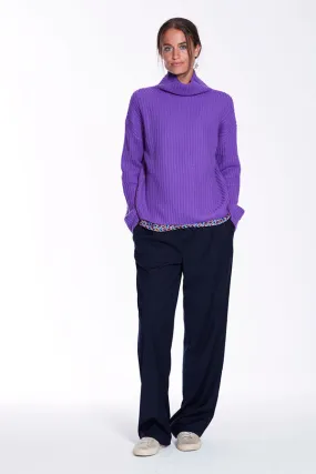 0039 Italy LONA HIGH COLLAR VIOLET CASHMERE SWEATER