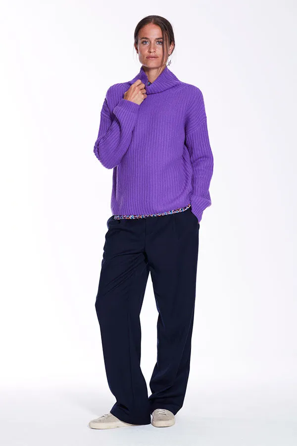 0039 Italy LONA HIGH COLLAR VIOLET CASHMERE SWEATER