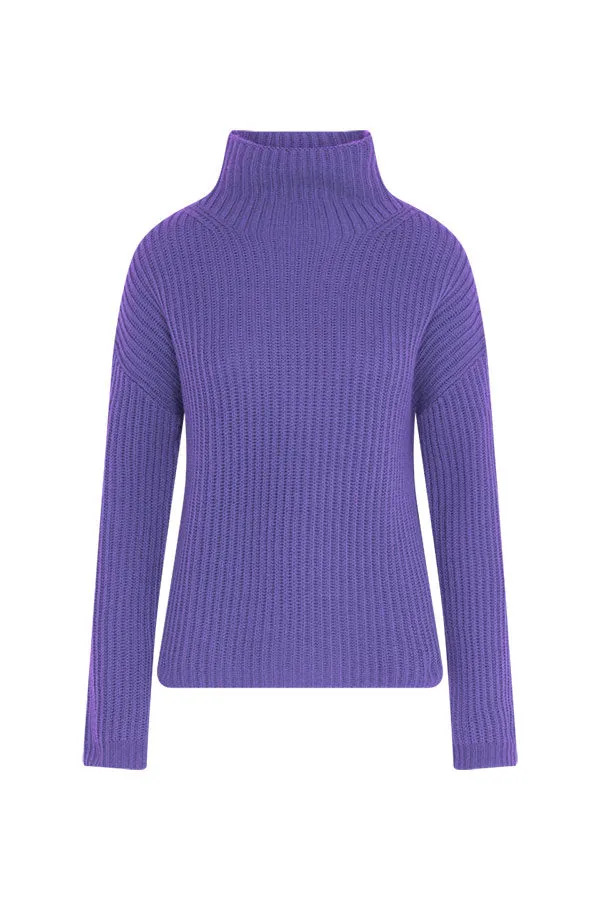 0039 Italy LONA HIGH COLLAR VIOLET CASHMERE SWEATER