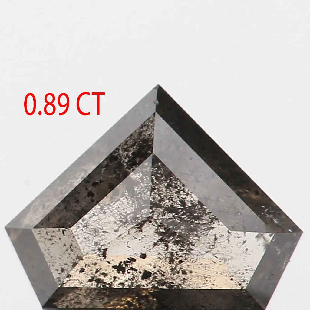 0.89 Ct Natural Loose Shield Shape Diamond Salt And Pepper Shield Cut Diamond 5.75 MM Black Gray Color Shield Shape Rose Cut Dia