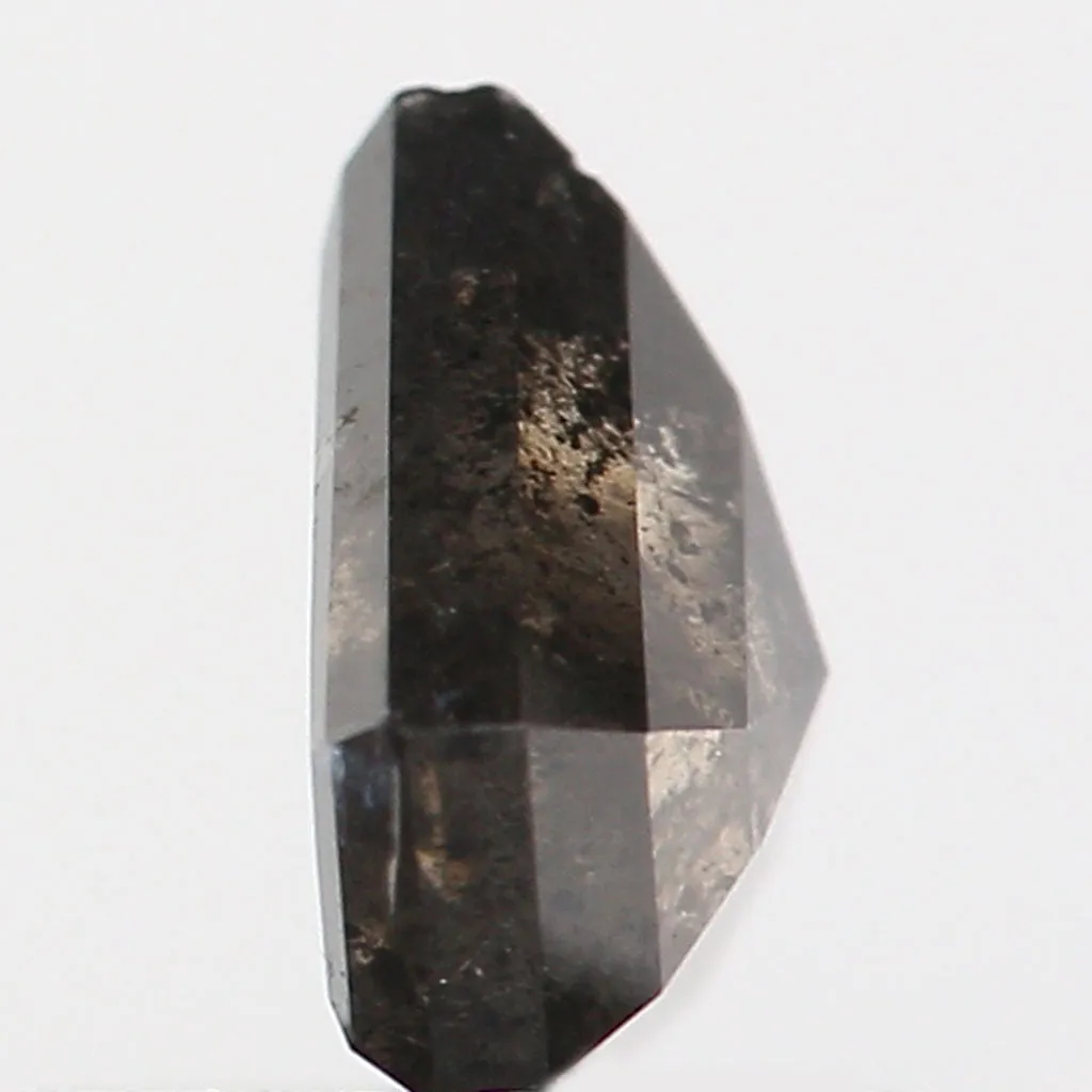 0.89 Ct Natural Loose Shield Shape Diamond Salt And Pepper Shield Cut Diamond 5.75 MM Black Gray Color Shield Shape Rose Cut Dia