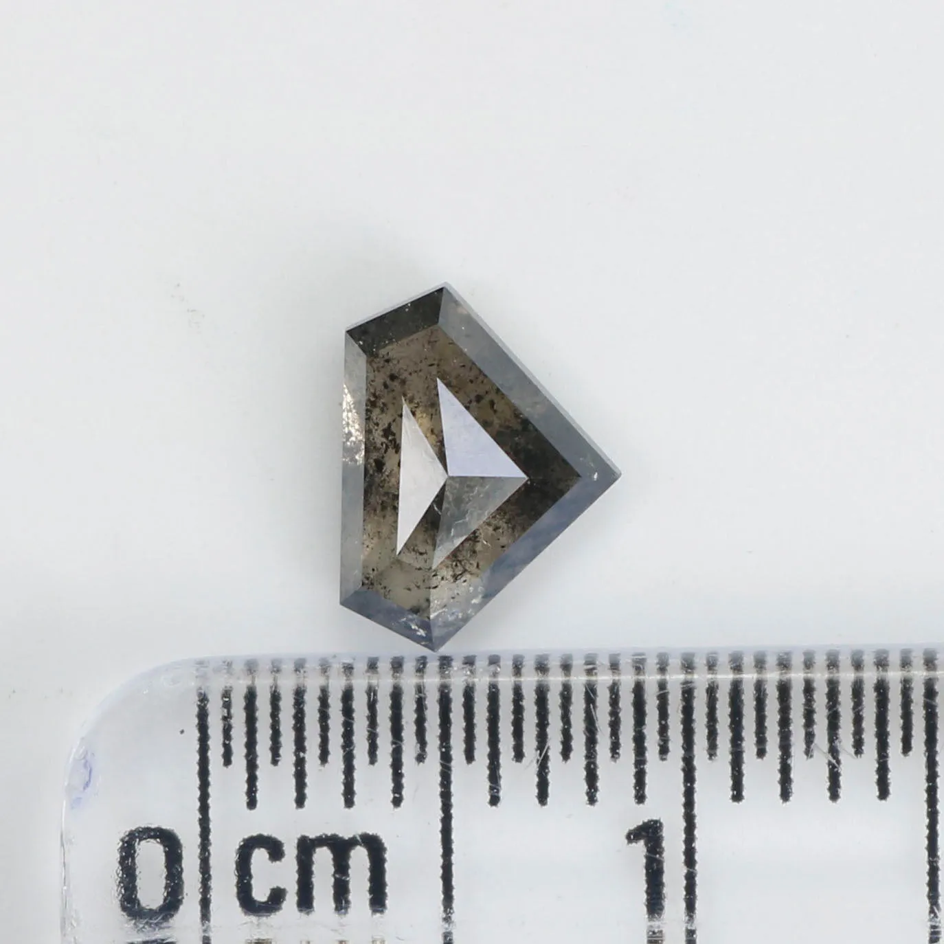 0.89 Ct Natural Loose Shield Shape Diamond Salt And Pepper Shield Cut Diamond 5.75 MM Black Gray Color Shield Shape Rose Cut Dia