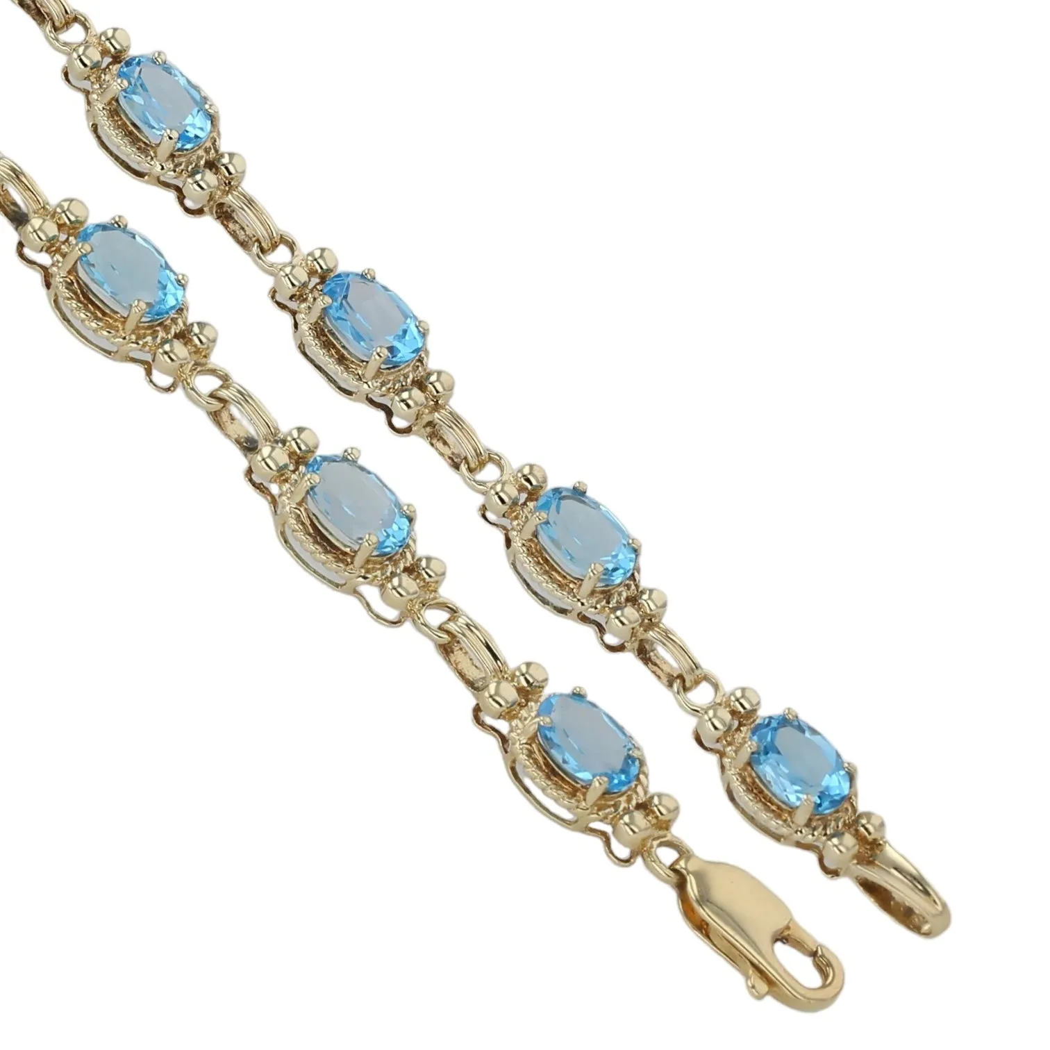 10K yellow gold blue topaz Vintage bracelet