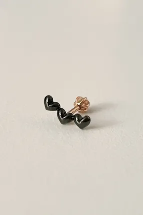 14K 18K Solid Gold Black Tattoo Triple Heart Cartilage Helix Conch  Barbell Piercing Earring Stud