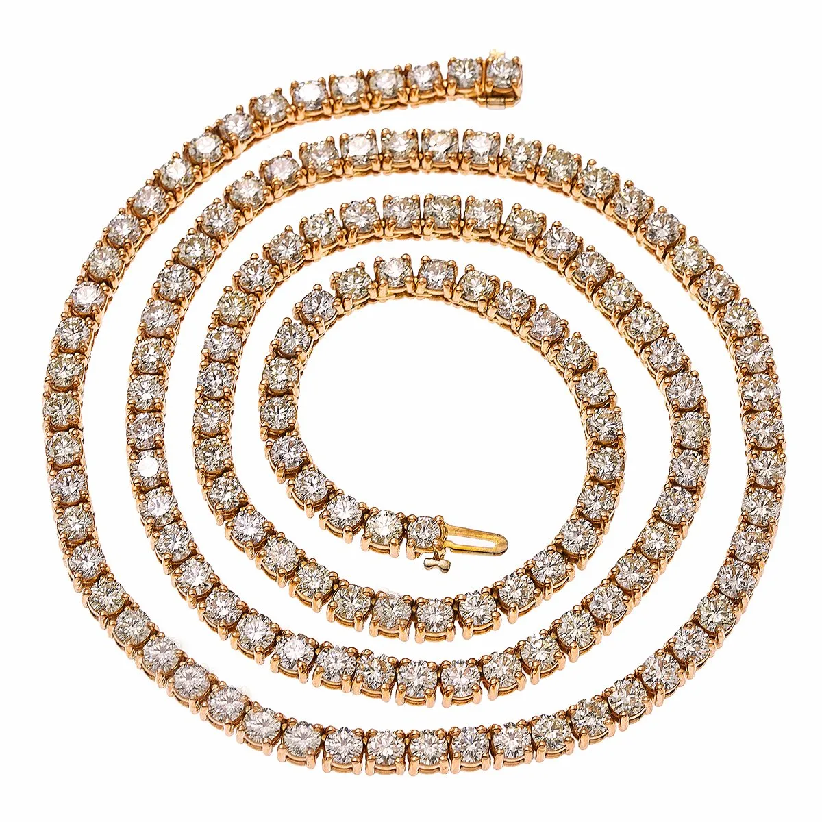 14K Rose Gold 23 Men's Tennis Chain With 35.50 CT Diamonds