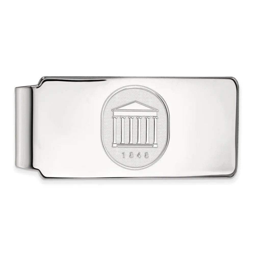 14k White Gold U of Mississippi Crest Money Clip