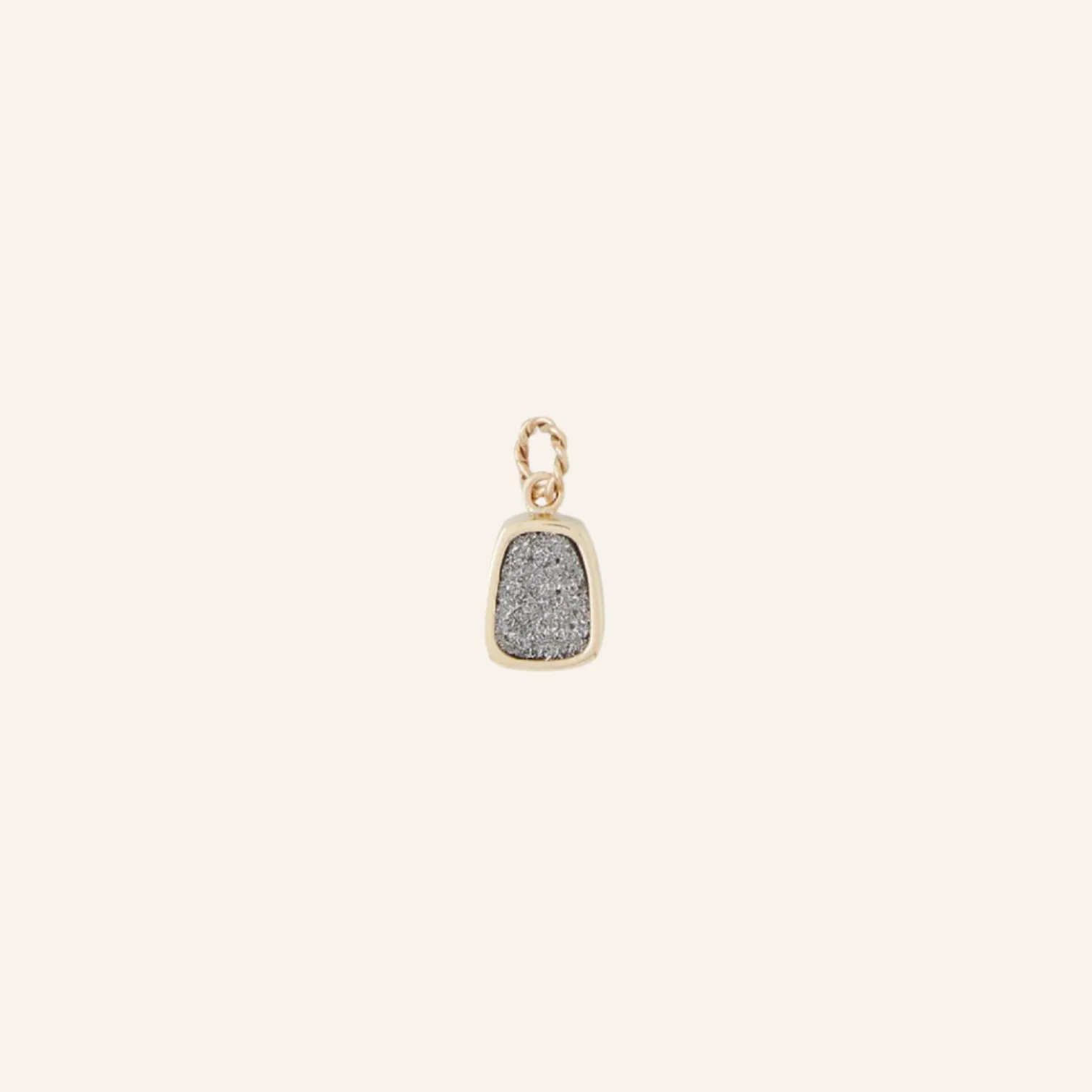 14K White Titanium Druzy Charm