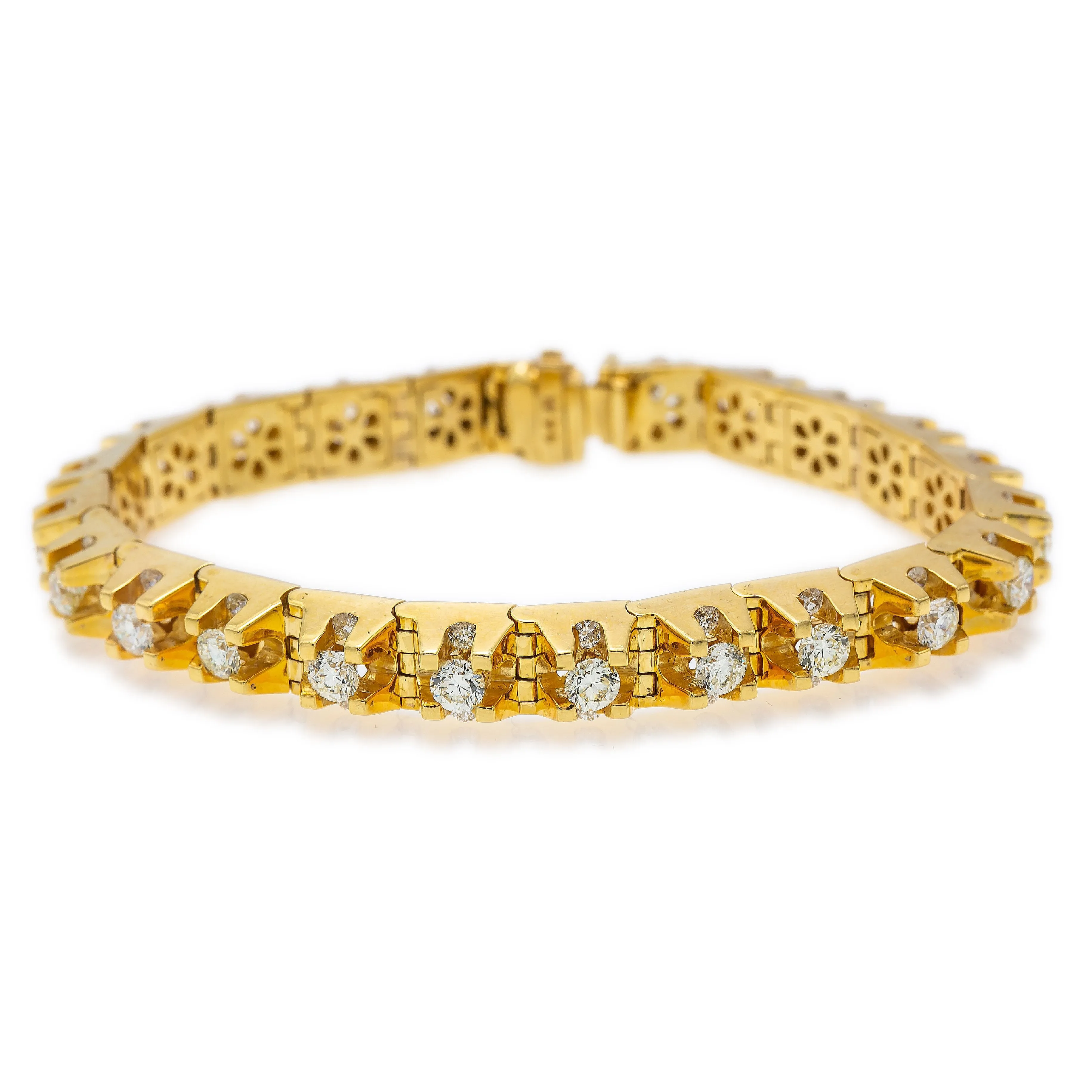 14K Yellow Gold Men's Tennis Bracelet With 9.50 CT Diamonds