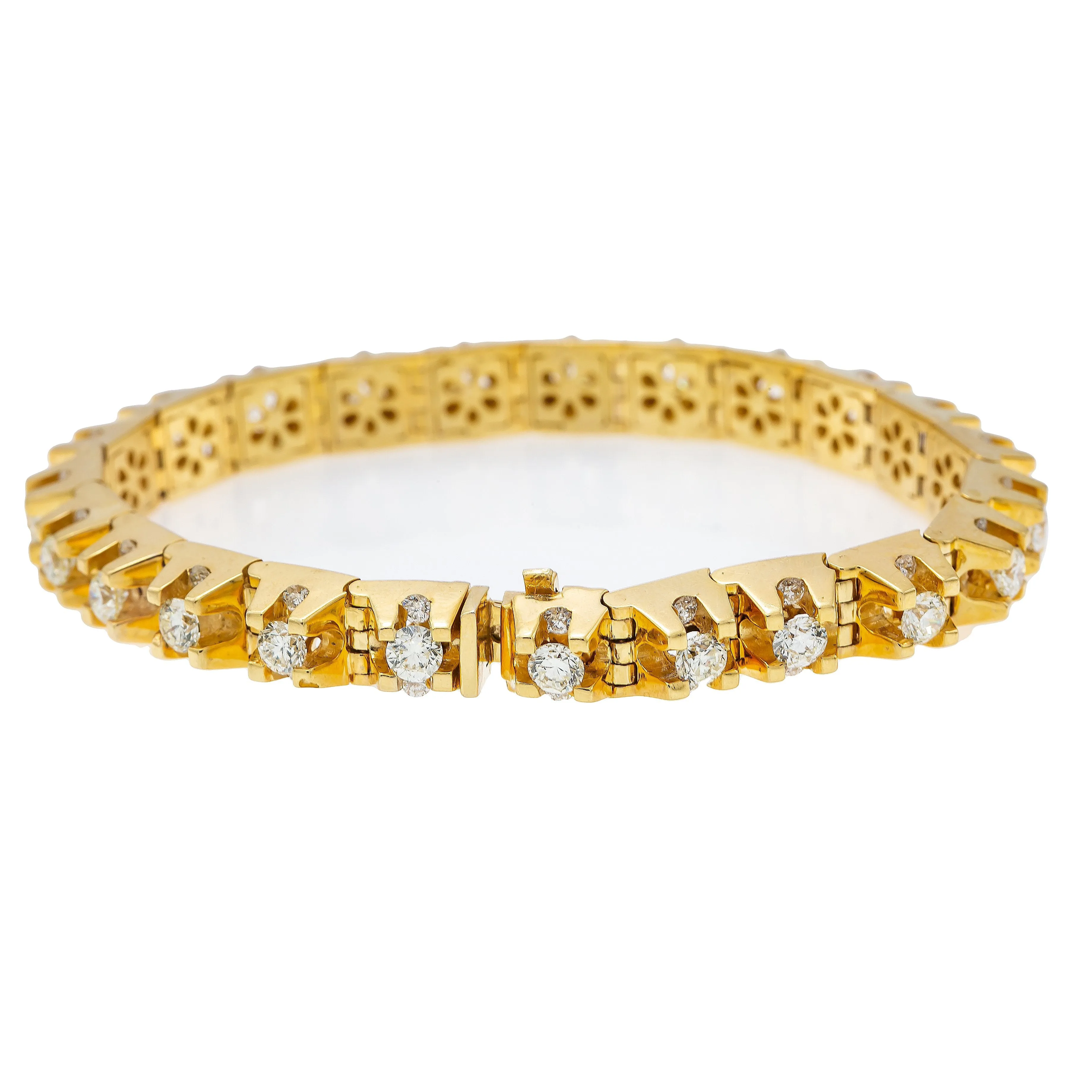 14K Yellow Gold Men's Tennis Bracelet With 9.50 CT Diamonds