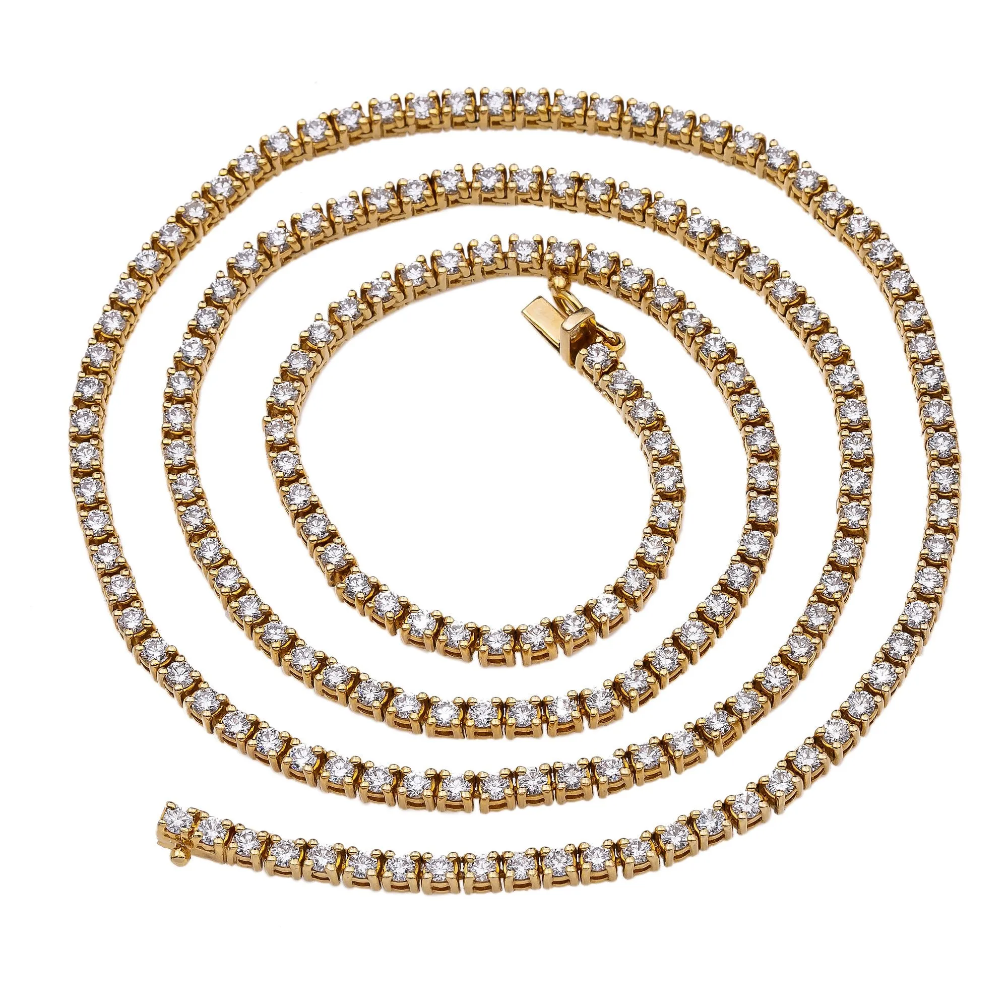 14K Yellow Gold Men's Tennis Chain With 15.75 CT Diamonds