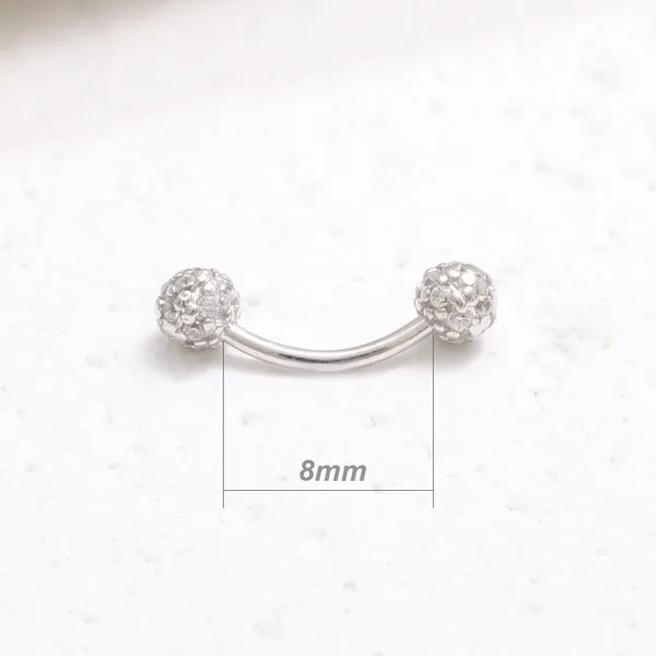 18K 14K Solid Gold 3.5mm Cz or Diamond Snug Rook Eyebrow Navel Daith Banana Curved Earring Barbell Piercing