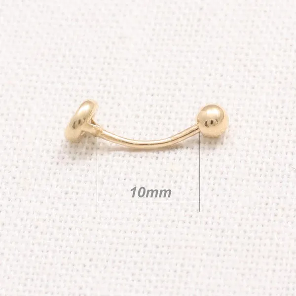 18K 14K Solid Gold 3mm Cz or Diamond Bezel Snug Rook Eyebrow Navel Daith Banana Curved Earring Barbell Piercing