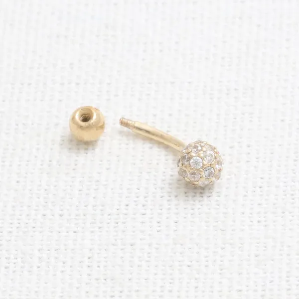 18K 14K Solid Gold 4mm Cz or Diamond Snug Rook Eyebrow Navel Daith Banana Curved Earring Barbell Piercing