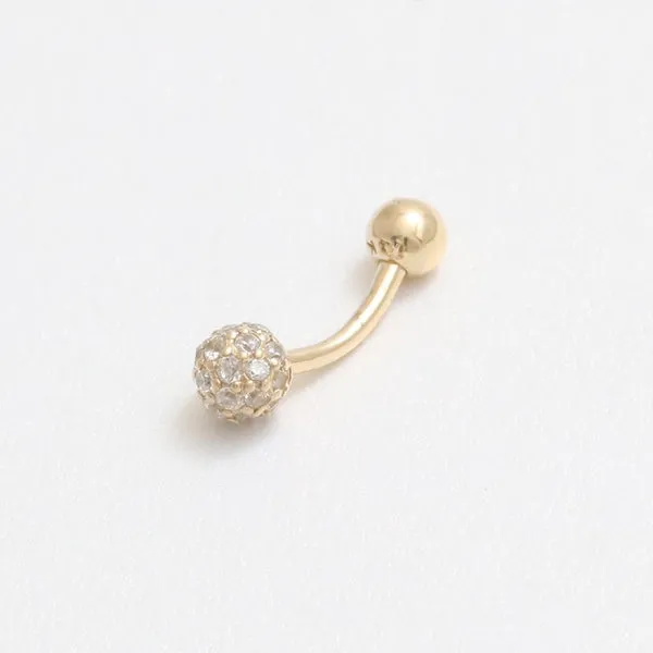 18K 14K Solid Gold 4mm Cz or Diamond Snug Rook Eyebrow Navel Daith Banana Curved Earring Barbell Piercing