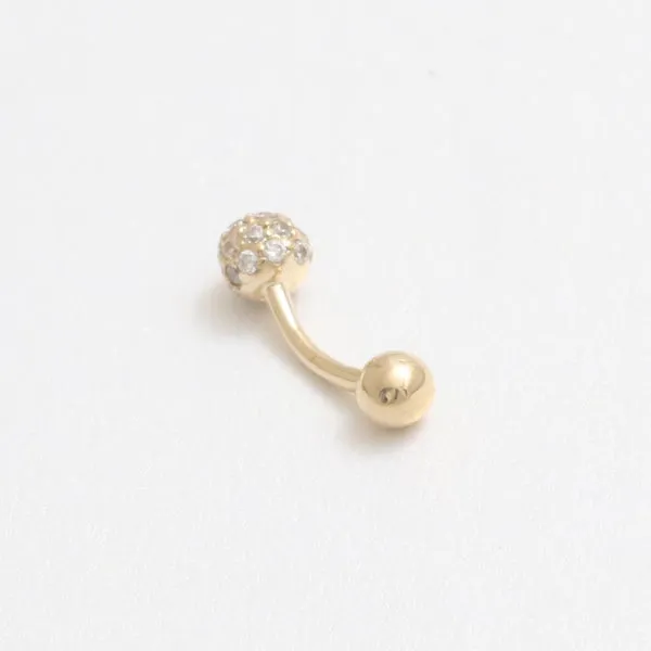 18K 14K Solid Gold 4mm Cz or Diamond Snug Rook Eyebrow Navel Daith Banana Curved Earring Barbell Piercing