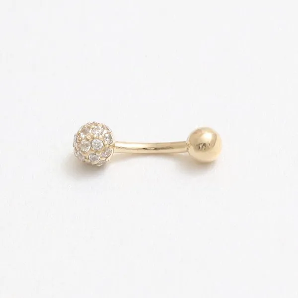 18K 14K Solid Gold 4mm Cz or Diamond Snug Rook Eyebrow Navel Daith Banana Curved Earring Barbell Piercing