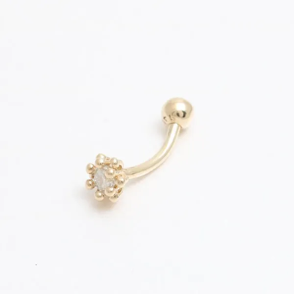 18K 14K Solid Gold Cz or Diamond Snug Rook Eyebrow Navel Daith Banana Curved Earring Barbell Piercing