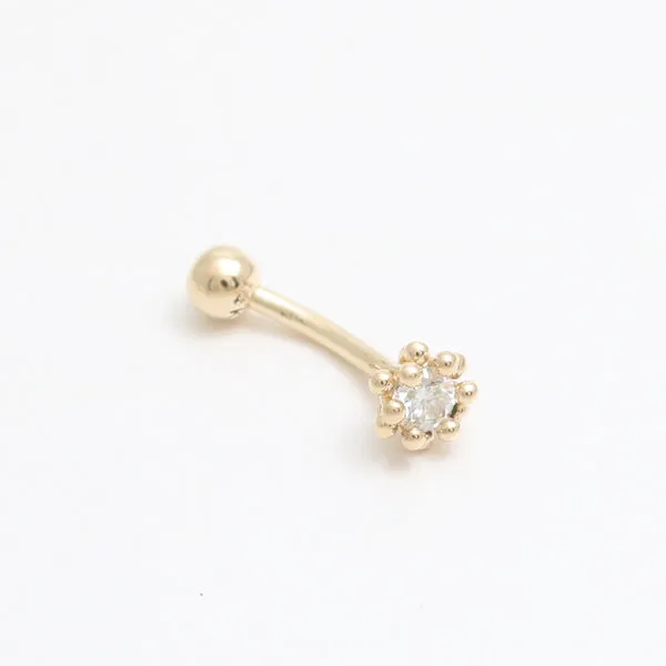 18K 14K Solid Gold Cz or Diamond Snug Rook Eyebrow Navel Daith Banana Curved Earring Barbell Piercing