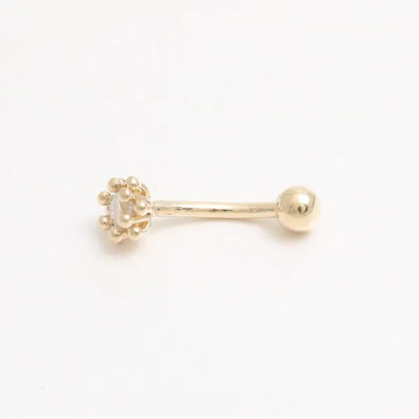 18K 14K Solid Gold Cz or Diamond Snug Rook Eyebrow Navel Daith Banana Curved Earring Barbell Piercing