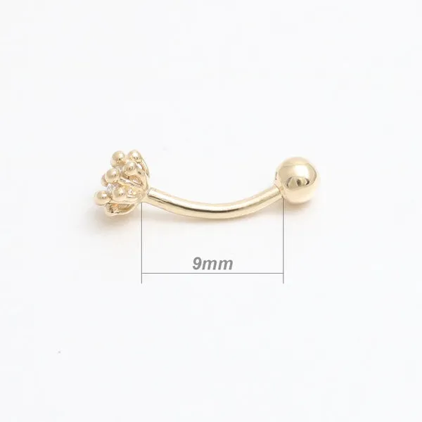 18K 14K Solid Gold Cz or Diamond Snug Rook Eyebrow Navel Daith Banana Curved Earring Barbell Piercing