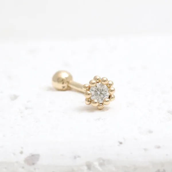 18K 14K Solid Gold Cz or Diamond Snug Rook Eyebrow Navel Daith Banana Curved Earring Barbell Piercing