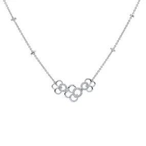 18K White Gold Women 3 Flowers Shaped Necklace