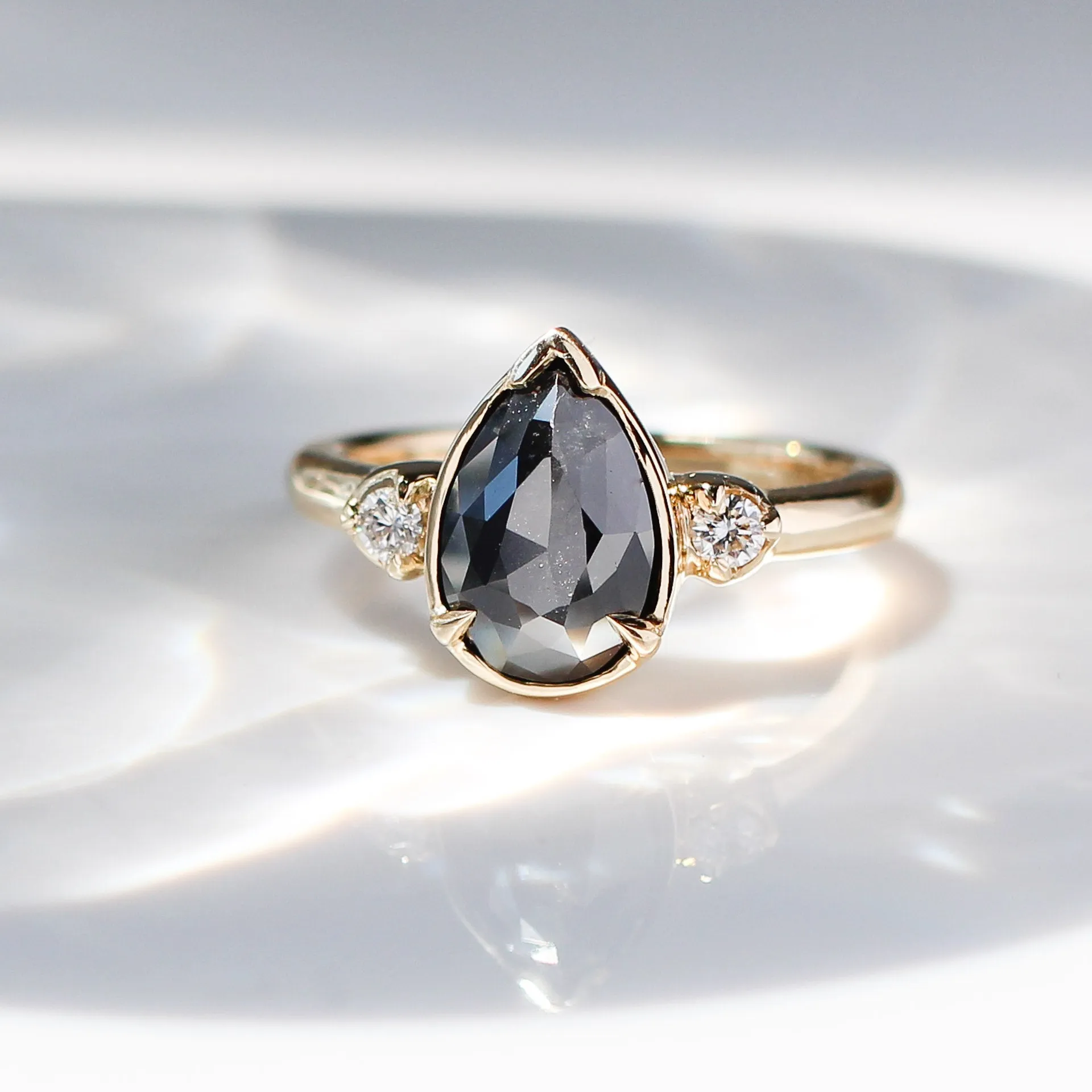 2.16ct Lagoon Black Pear Diamond Ring