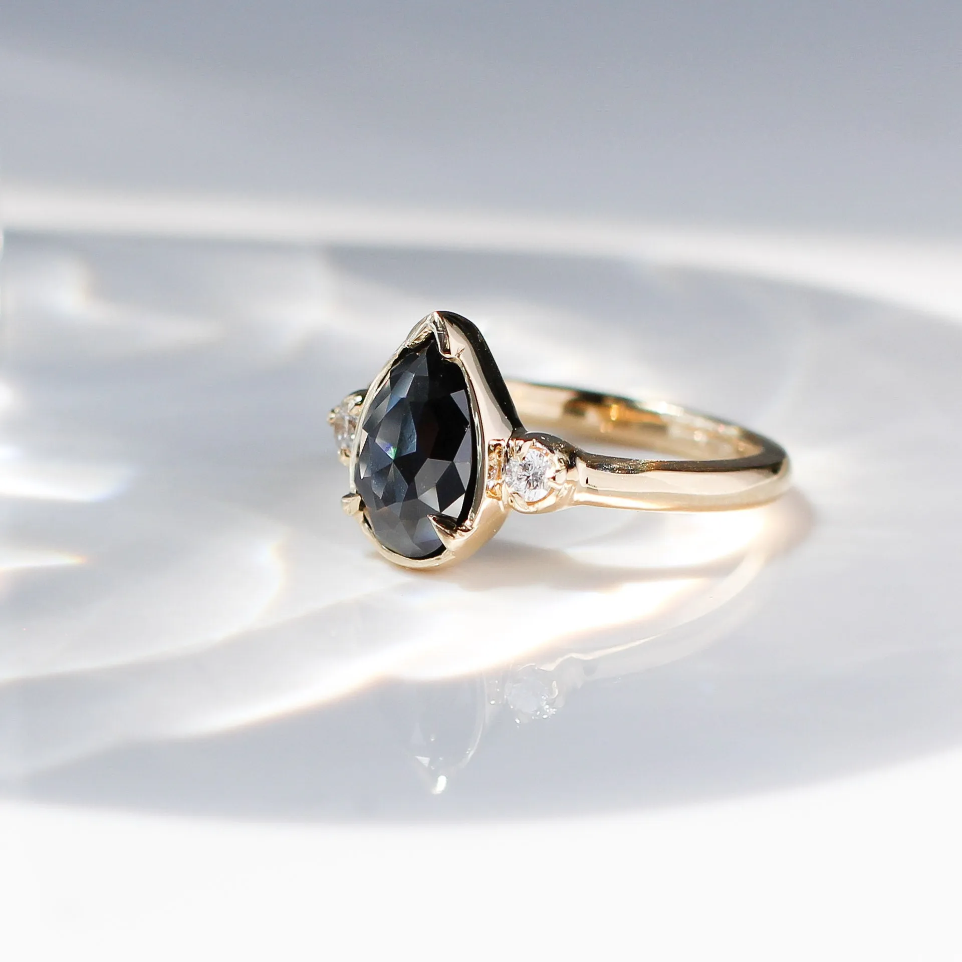 2.16ct Lagoon Black Pear Diamond Ring