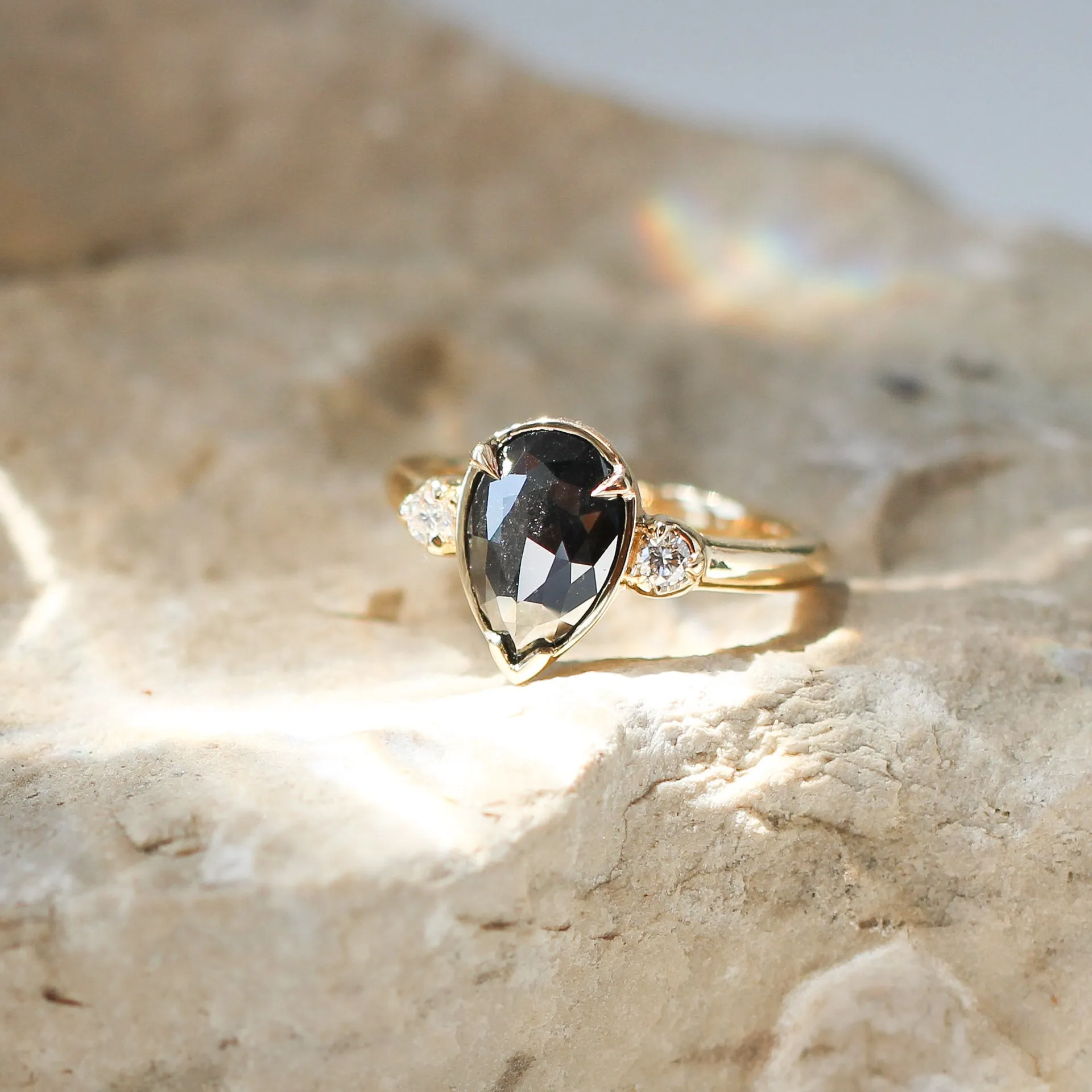 2.16ct Lagoon Black Pear Diamond Ring