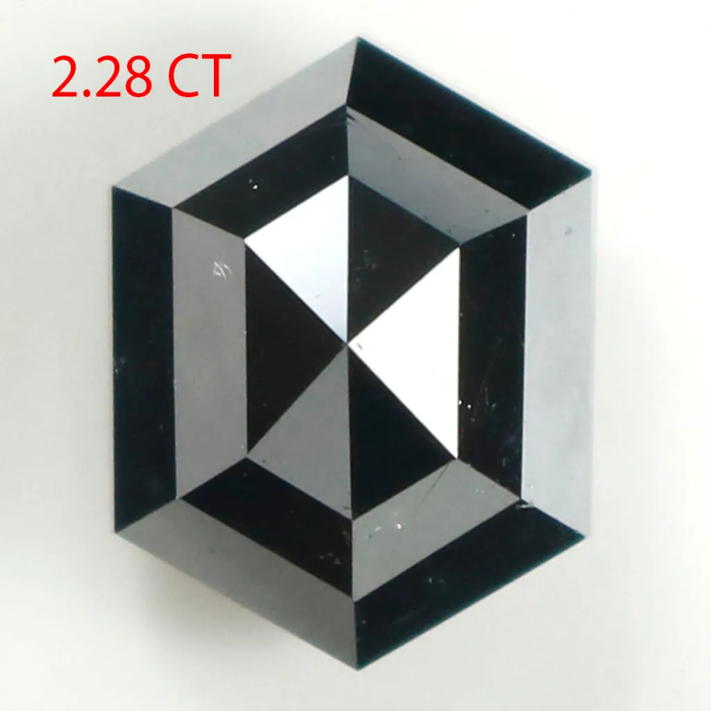 2.28 CT Natural Loose Hexagon Shape Diamond Black Hexagon Rose Cut Diamond 8.50 MM Natural Loose Black Color Hexagon Rose Cut Di