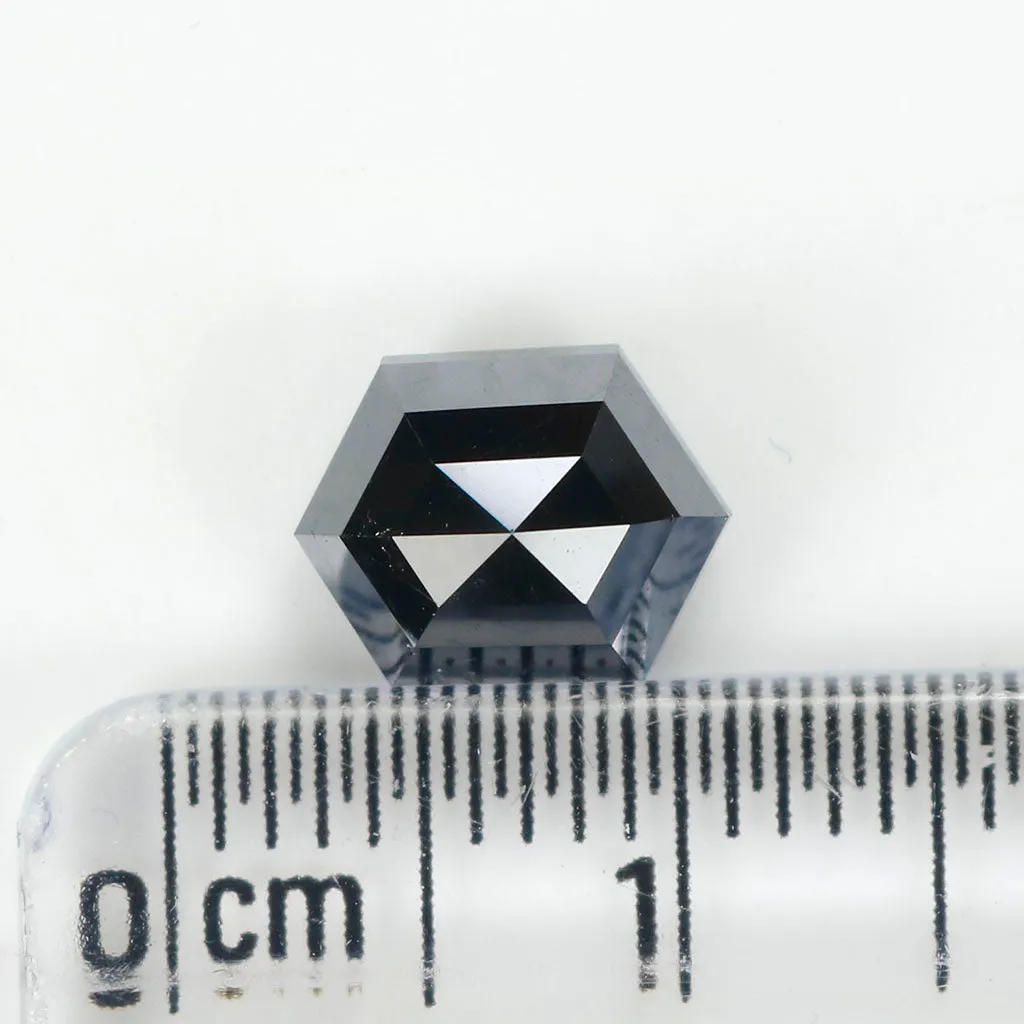 2.28 CT Natural Loose Hexagon Shape Diamond Black Hexagon Rose Cut Diamond 8.50 MM Natural Loose Black Color Hexagon Rose Cut Di