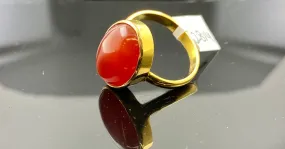 22k Ring Solid Gold Men's Plain Design with Precious Stone R2814