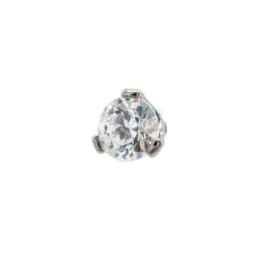 2.5mm Flat Bottom 3 Prong-Set Threaded End with Faceted Gem