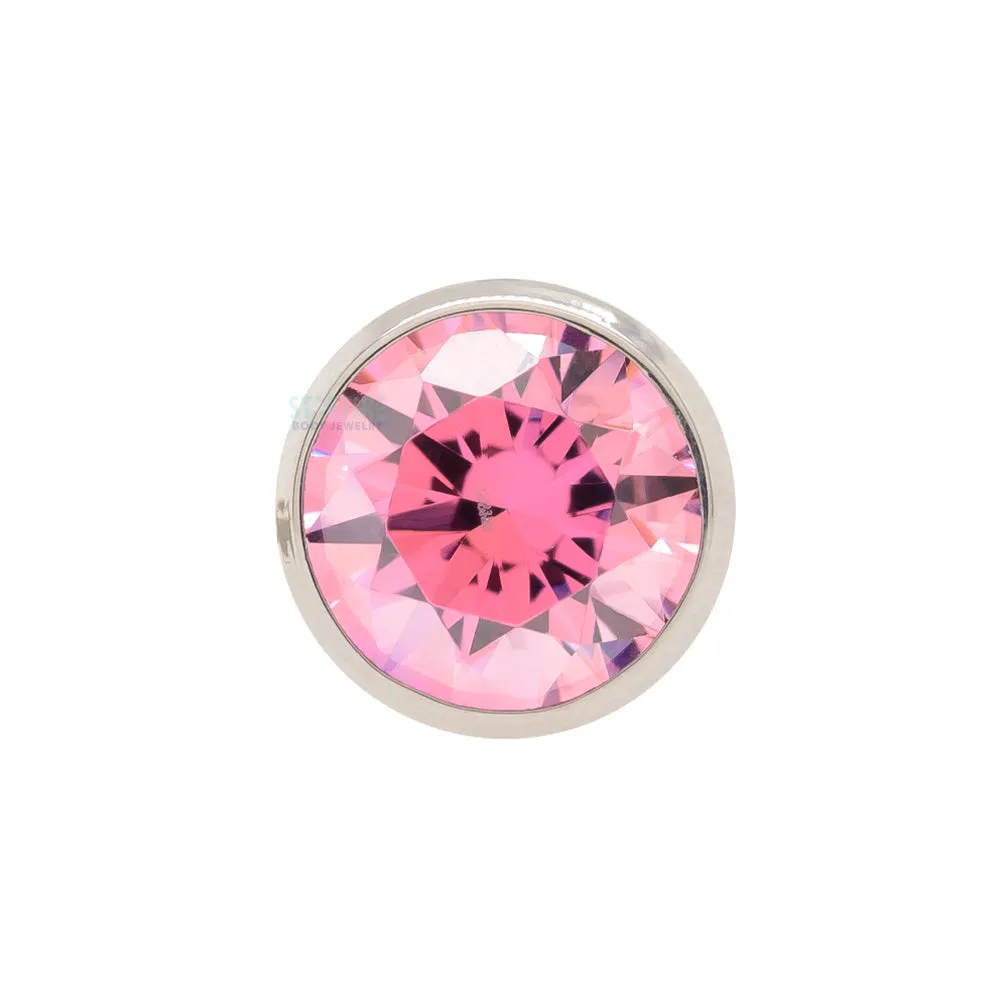 4mm Bezel Set Faceted Gem Threaded End