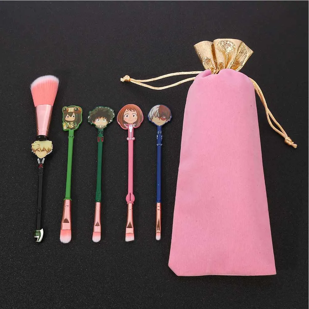 5 Pcs/set Lovely Anime My Hero Academia Cosplay Makeup Brushes Izuku Midoriya Eyeshadow Eyebrow Cosmetic Brush Tools Toys Gifts