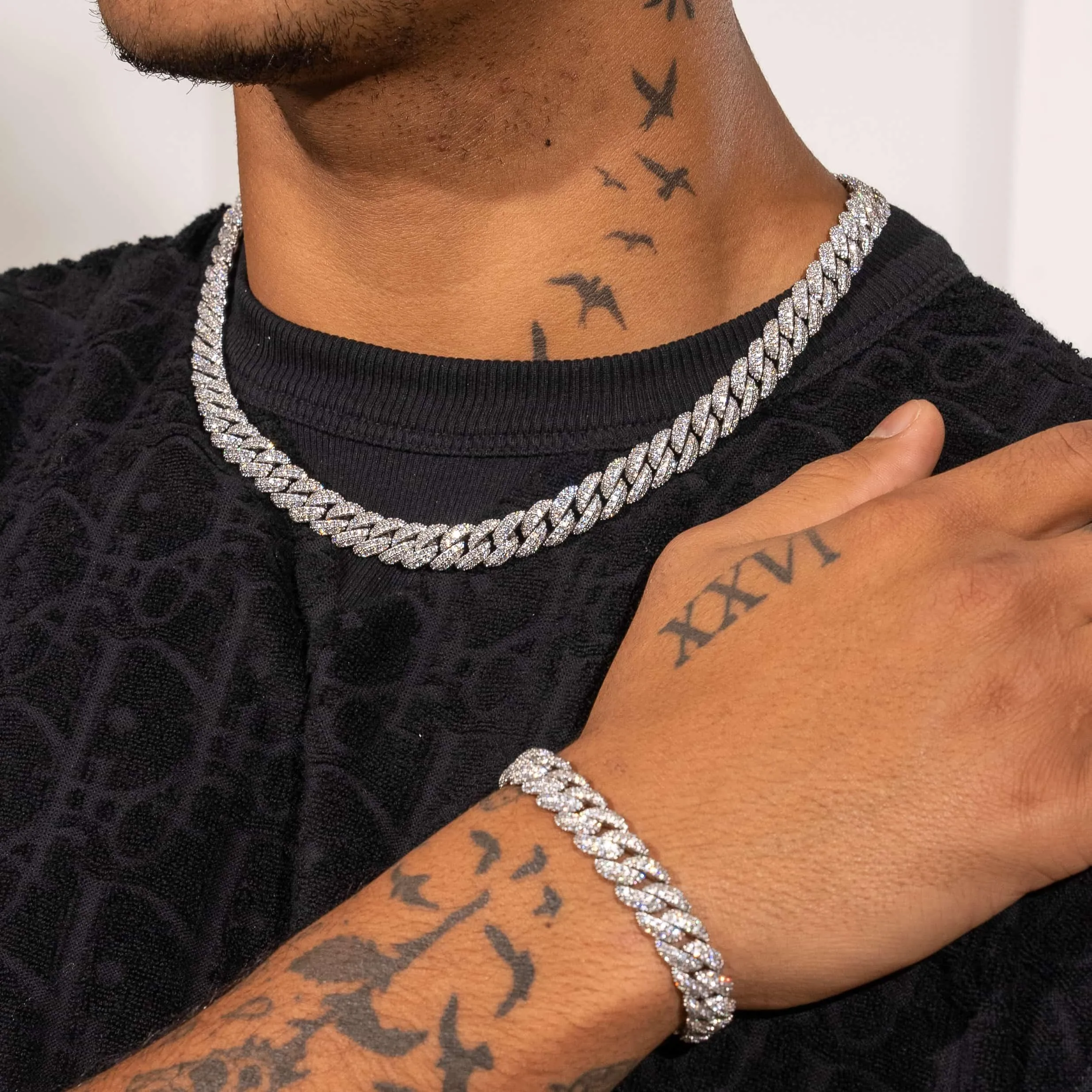 8mm Iced Cuban Link Chain - White Gold