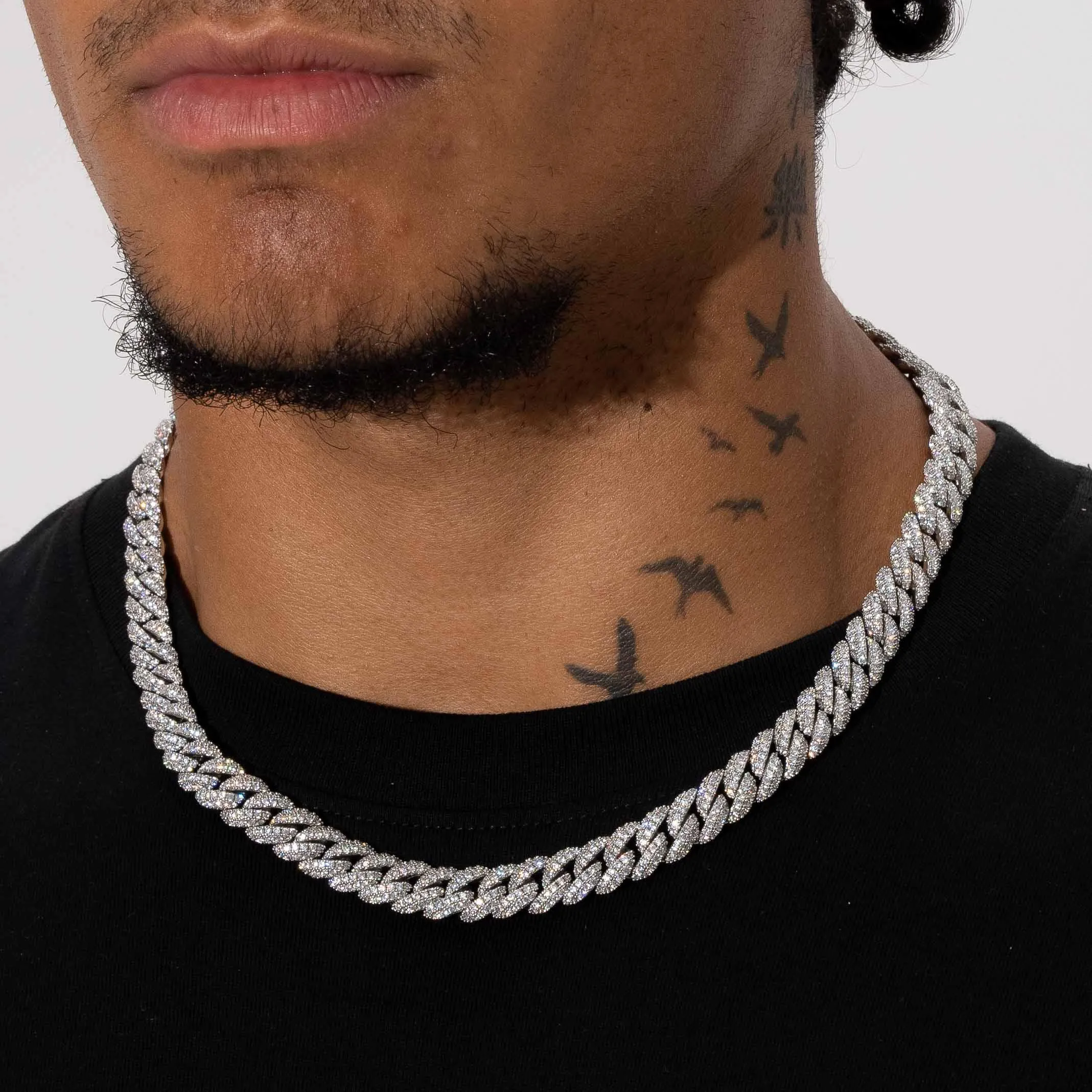 8mm Iced Cuban Link Chain - White Gold