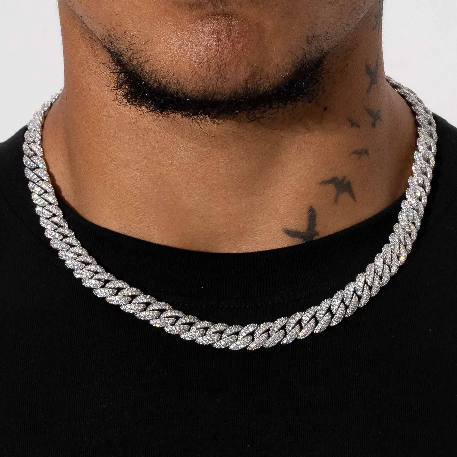 8mm Iced Cuban Link Chain - White Gold