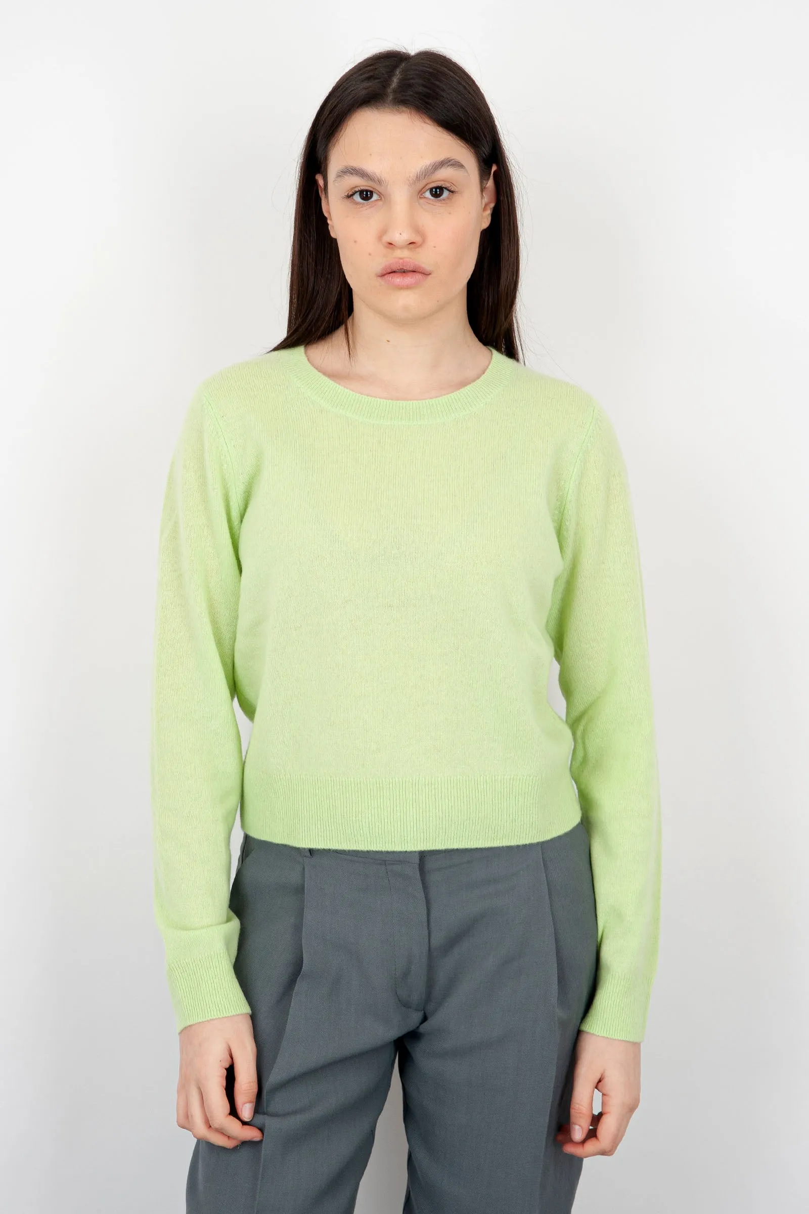 Absolut Cashmere Maglia Girocollo Carlie Lana Verde Chiaro