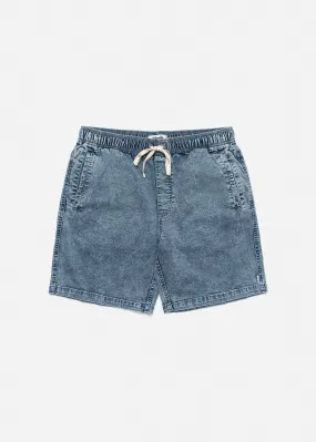 Afends Baywatch Elastic Waist Walk short 16 Blue Acid Wash