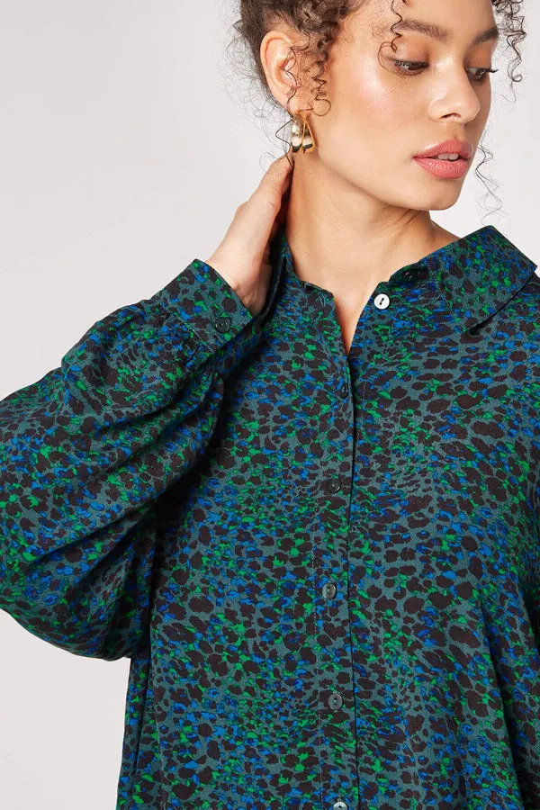 Apricot Animal Print Oversized Sleeve Shirt