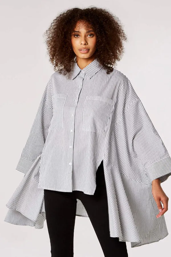 Apricot Oversized Pinstripe Cotton Shirt