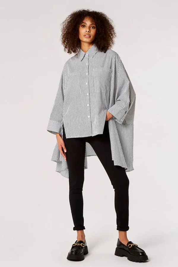 Apricot Oversized Pinstripe Cotton Shirt