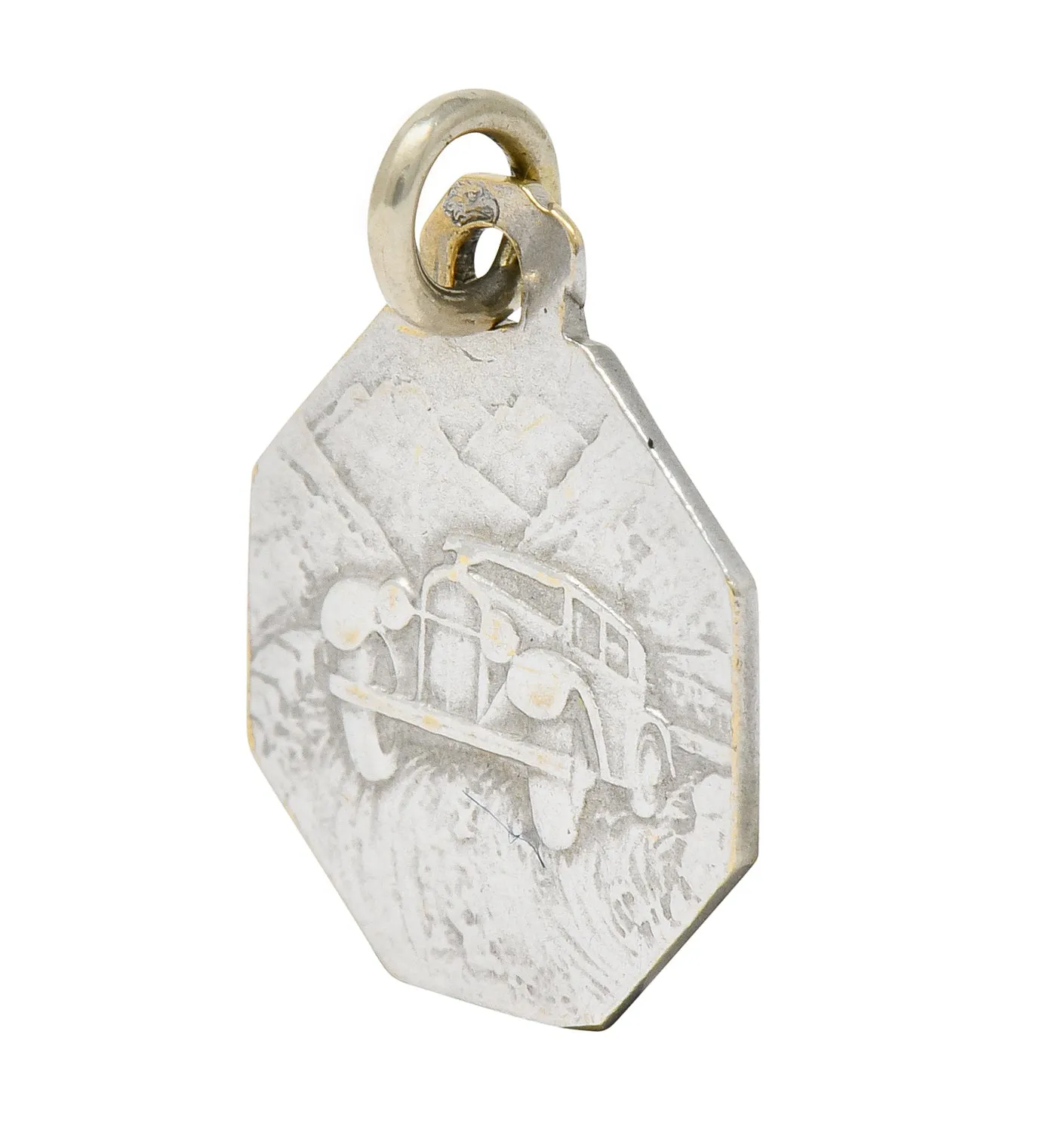 Art Deco French 18 Karat White Gold St. Christopher Charm