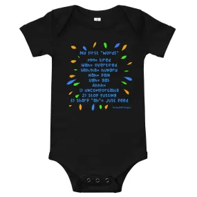 Baby Language Onesie - Blue Writing