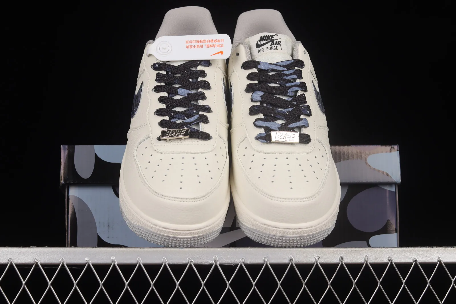 Bape x Nike Air Force 1 07 Low White Light Grey Black AA1356-115