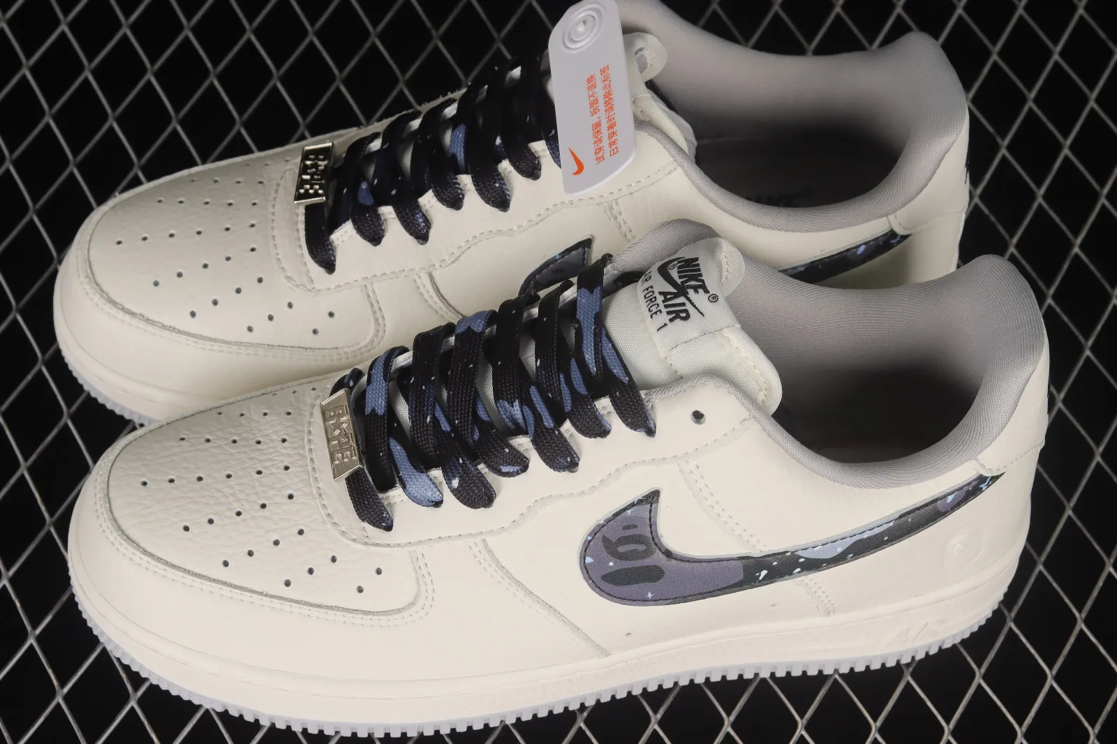 Bape x Nike Air Force 1 07 Low White Light Grey Black AA1356-115