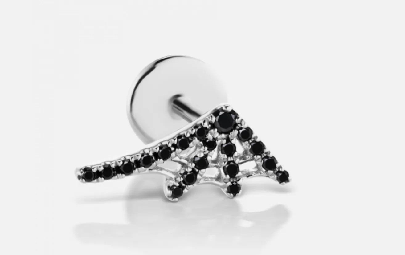 Black Diamond Web Threaded Stud Luxury Earrings | Millo