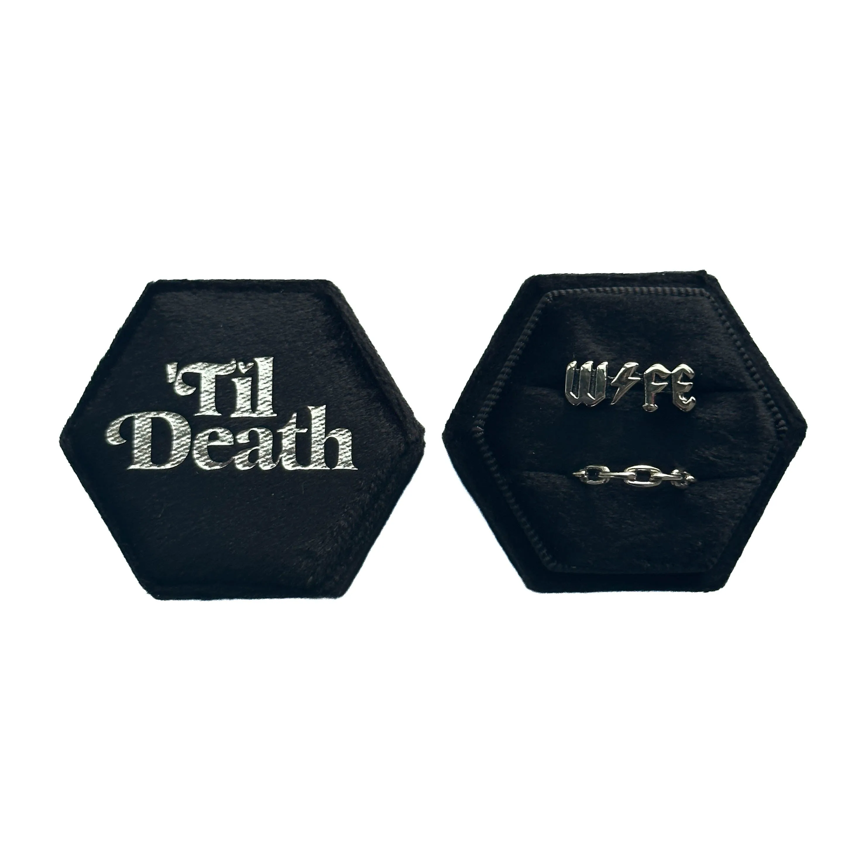 Black Hexagon 'Til Death Wedding Ring Box