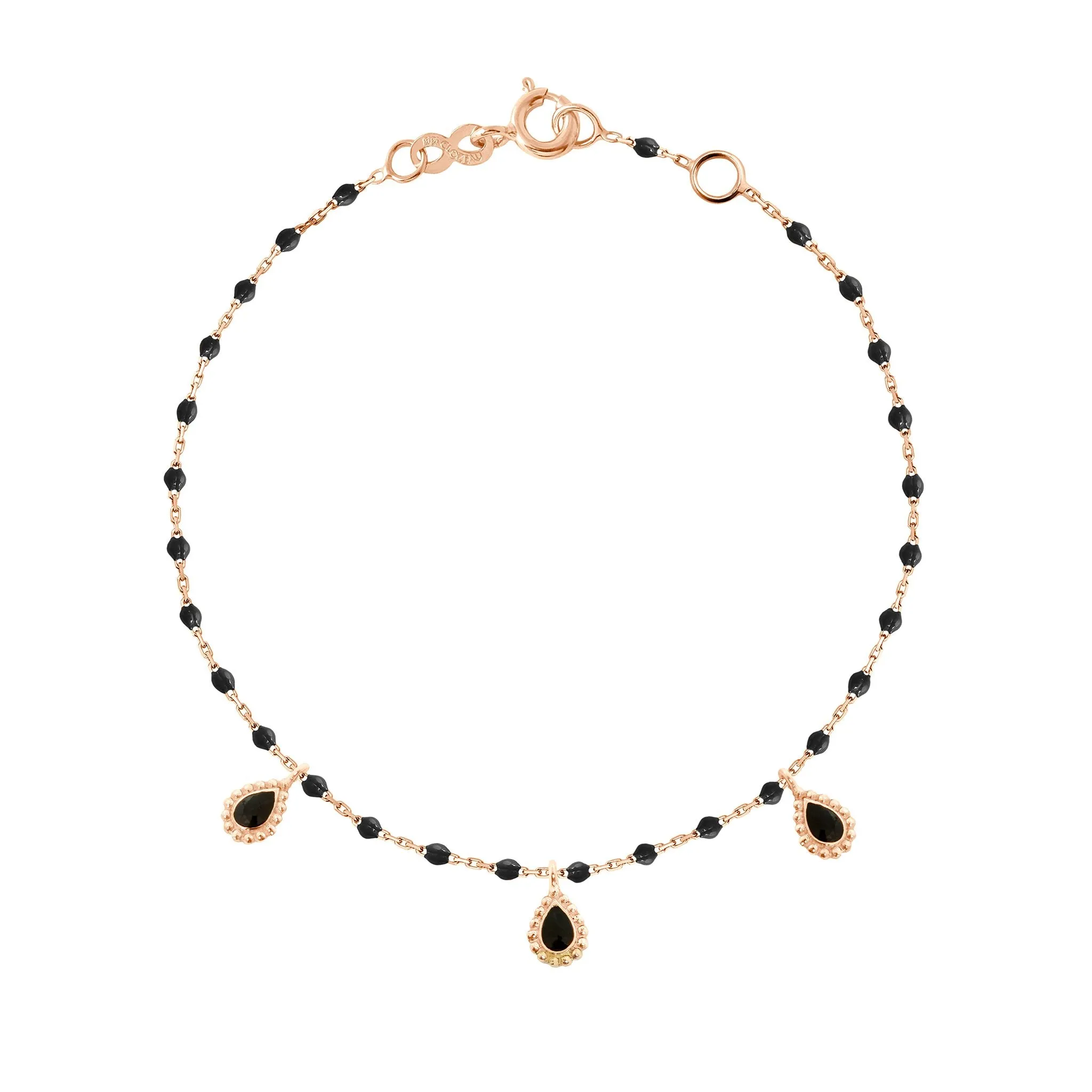 Black Mini 3 Lucky Cashmere Bracelet, Rose Gold, 6.7